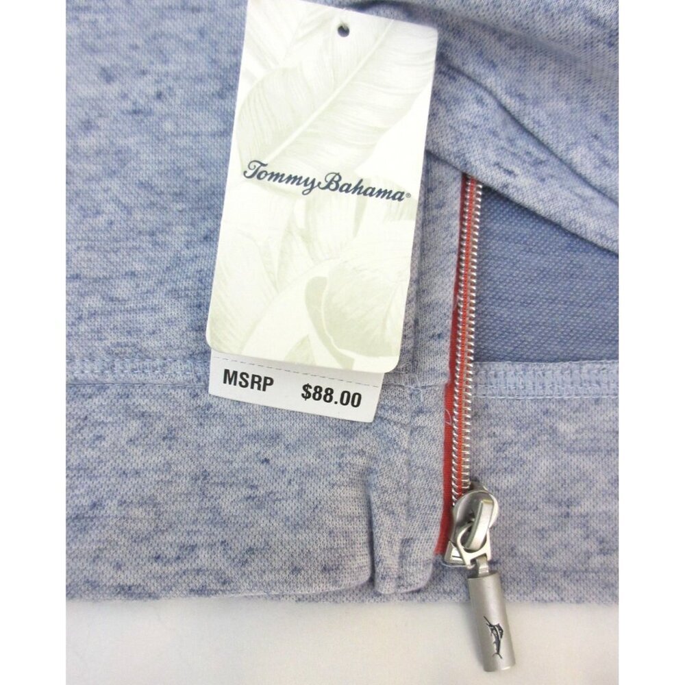 Tommy Bahama Men's Full Zip Mock Neck Track Jacket Heather Blue Marlin NWT - Picture 9 of 9